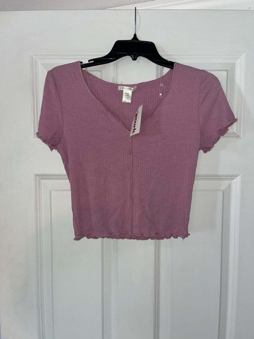 Bozzolo Dusty Mauve Ribbed Crop Top